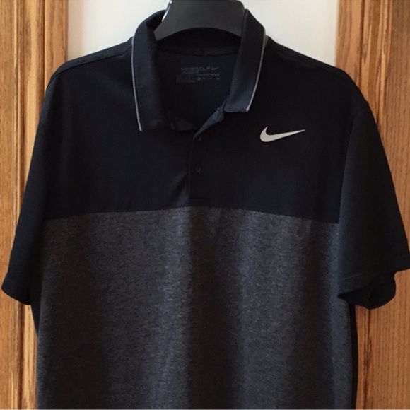Nike DRI-FIT Golf, Standard fit polo style shirt-black & gray. Men's size XL - Picture 5 of 10
